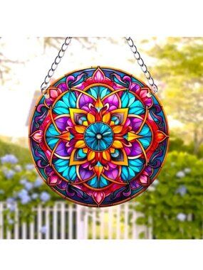 Suncatcher Mandala Colorful In/Outdoor Wall Window Art Deco Trendy Moroccan Fun